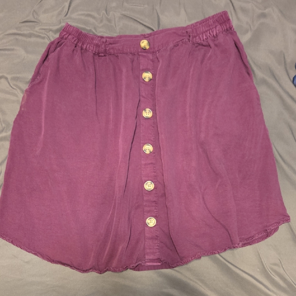 Women's Purple Button-Front Skirt